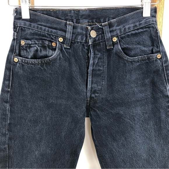 VINTAGE Black Levi’s Wedgie Red E Label Button Fly Straight Leg size 24 - Picture 10 of 13